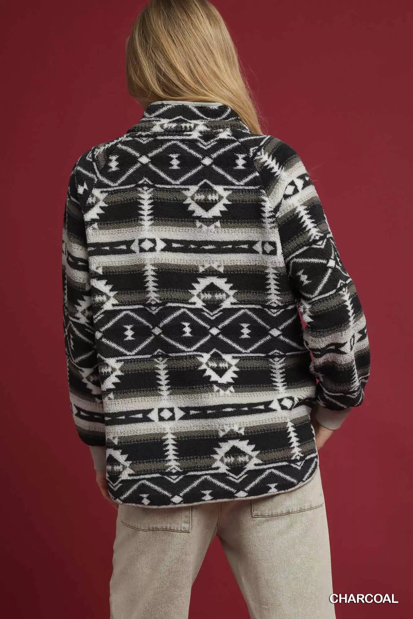 Umgee Aztec Print Sherpa Pullover FitiqueFit