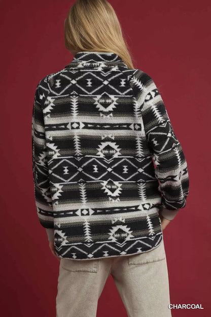 Umgee Aztec Print Sherpa Pullover FitiqueFit