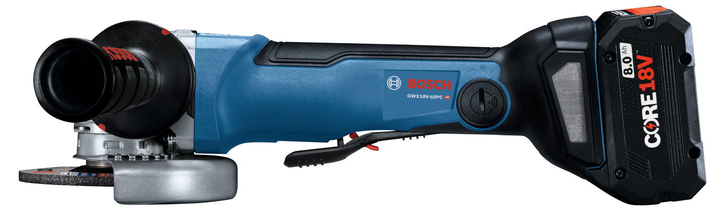 BOSCH GWX18V-50PCN 18V X-LOCK EC Brushless Connected-Ready 4-1/2 In. – 5 In. Angle Grinder with No Lock-On Paddle Switch (Bare Tool) VM Hardware