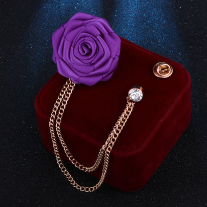 Men's Wedding Ceremony Groom Handmade Rose Chain Brooch NovaCart