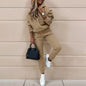 women's two piece solid color hooded sweatshirt set FitiqueFit