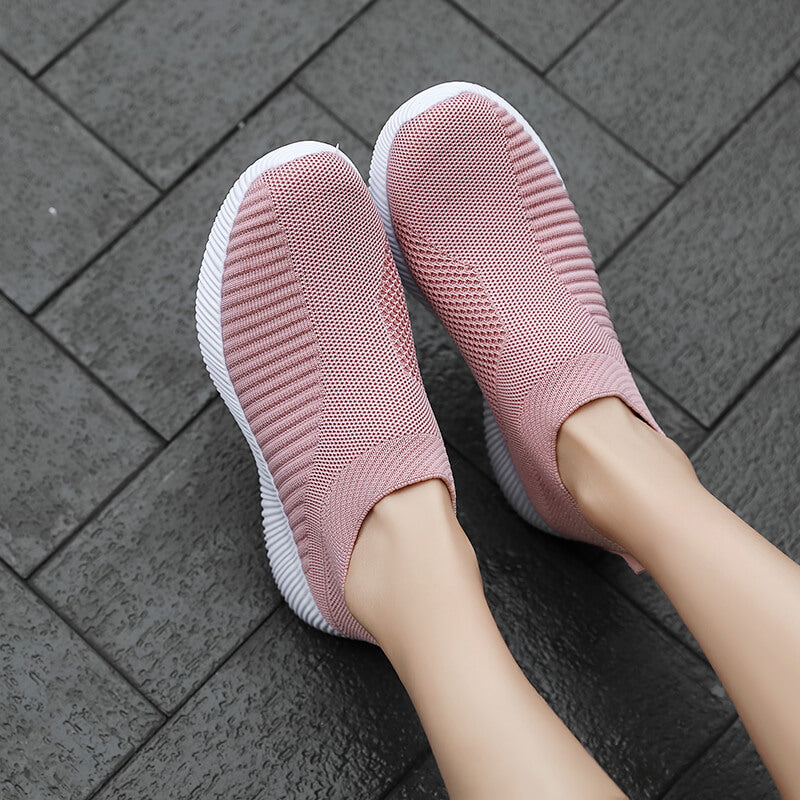Women'S Lightweight Slip-On Sneakers, Solid Color Fabric Upper, Round Toe, MD Sole, Low Top, All-Season Casual Shoes for Running, Fitness, Dance, Walking, Travel NovaCart