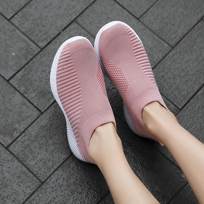 Women'S Lightweight Slip-On Sneakers, Solid Color Fabric Upper, Round Toe, MD Sole, Low Top, All-Season Casual Shoes for Running, Fitness, Dance, Walking, Travel NovaCart