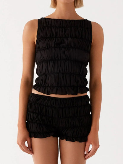 Ruched Texture Tank and Shorts Two-Piece Set New Era Fashion LLc