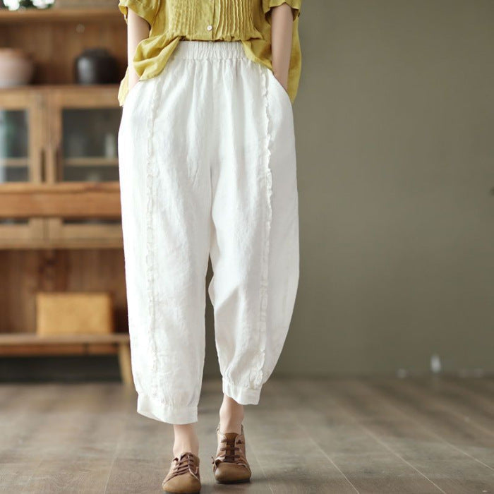 Women's High-Waist Solid-Color Capri Harem Pants FitiqueFit