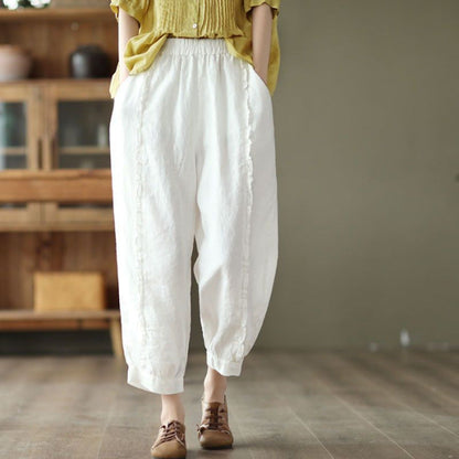 Women's High-Waist Solid-Color Capri Harem Pants FitiqueFit