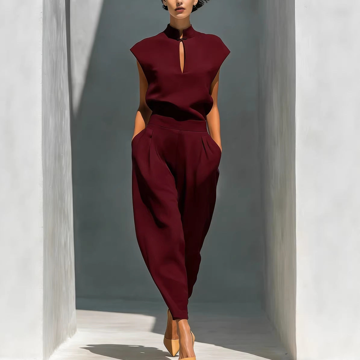 Women's Chinese-Style Satin Short-Sleeve Top & Pants Set FitiqueFit