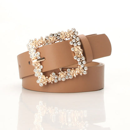2023 Women'S Fashion Accessory, Elegant Alloy Rhinestone Pin Buckle Belt, Versatile Dress Decorative Accessory, Casual & Sporty Style, Hand Washable - Ideal for Weekend and Festive Occasions, Weekend Casual Wear|Elegant Acces NovaCart