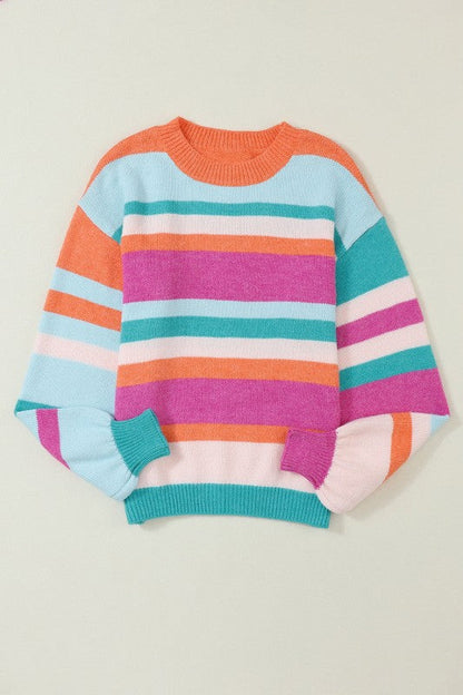 Stripe Knit Drop Shoulder Puff Sleeve Sweater Shop Style & More | Fresh Looks, Everyday Deals & Free Shipping