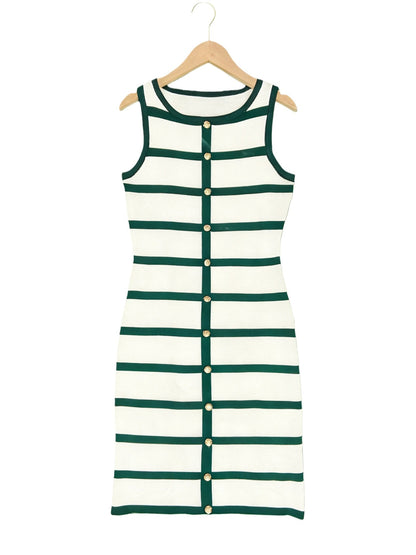 Contrast Stripe Knit Sleeveless Midi Dress – 5 Colors, S–L FitiqueFit