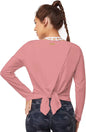 Open Back Workout Tops for Women Long Sleeve Yoga Tops Split Back T-Shirts Athletic Tunis Tops Athleisure Womens Clothes for Gym Running Exercise Sports Pink X-Small