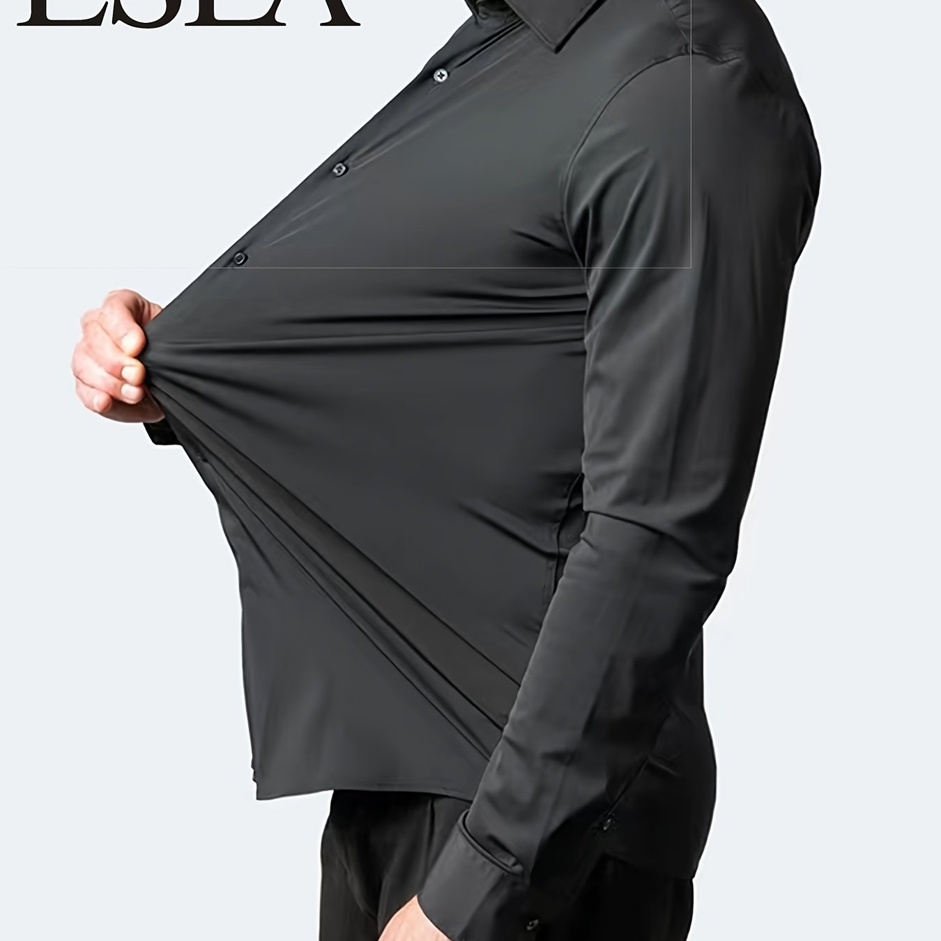 Men'S Stretch Slim-Fit Formal Shirt Without Pockets, Light Business Turn- Collar Long-Sleeved Shirt, Men'S Business Shirt, Wrinkle-Resistant And Durable Solid Color Formal Long-Sleeved Shirt with Buttons And Pockets, Suitable NovaCart