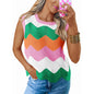 Women’s Rainbow-Striped Cropped Sweater Vest FitiqueFit