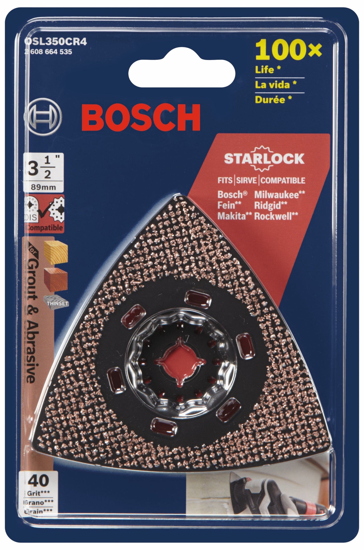 BOSCH OSL350CR4 Starlock® Oscillating Multi-Tool Carbide 40 Grit Delta Sanding Pad VM Hardware