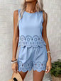 Women's Elegant Hollow-Out Floral Top & Pants Set – 2-Piece FitiqueFit
