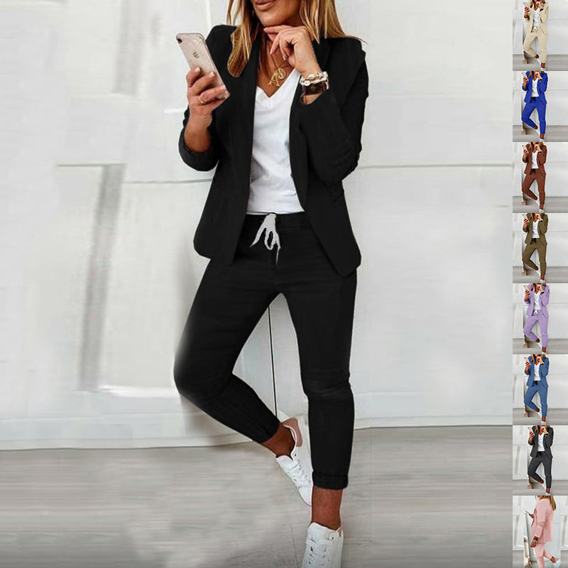 Lapel Blazer & Drawstring Trousers OL Suit – 12 Colors XS–3XL FitiqueFit