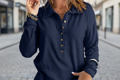 Women's Loose Fit Long Sleeve Knit Top – Button Detail, S–5XL FitiqueFit