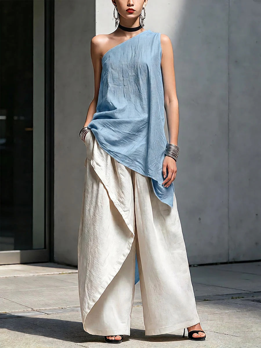 Women's One-Shoulder Asymmetric Sleeveless Top FitiqueFit