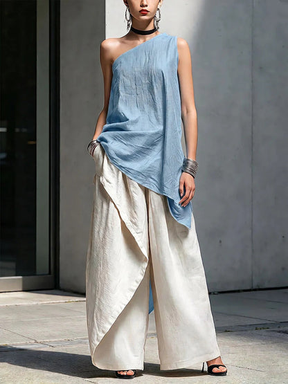 Women's One-Shoulder Asymmetric Sleeveless Top FitiqueFit