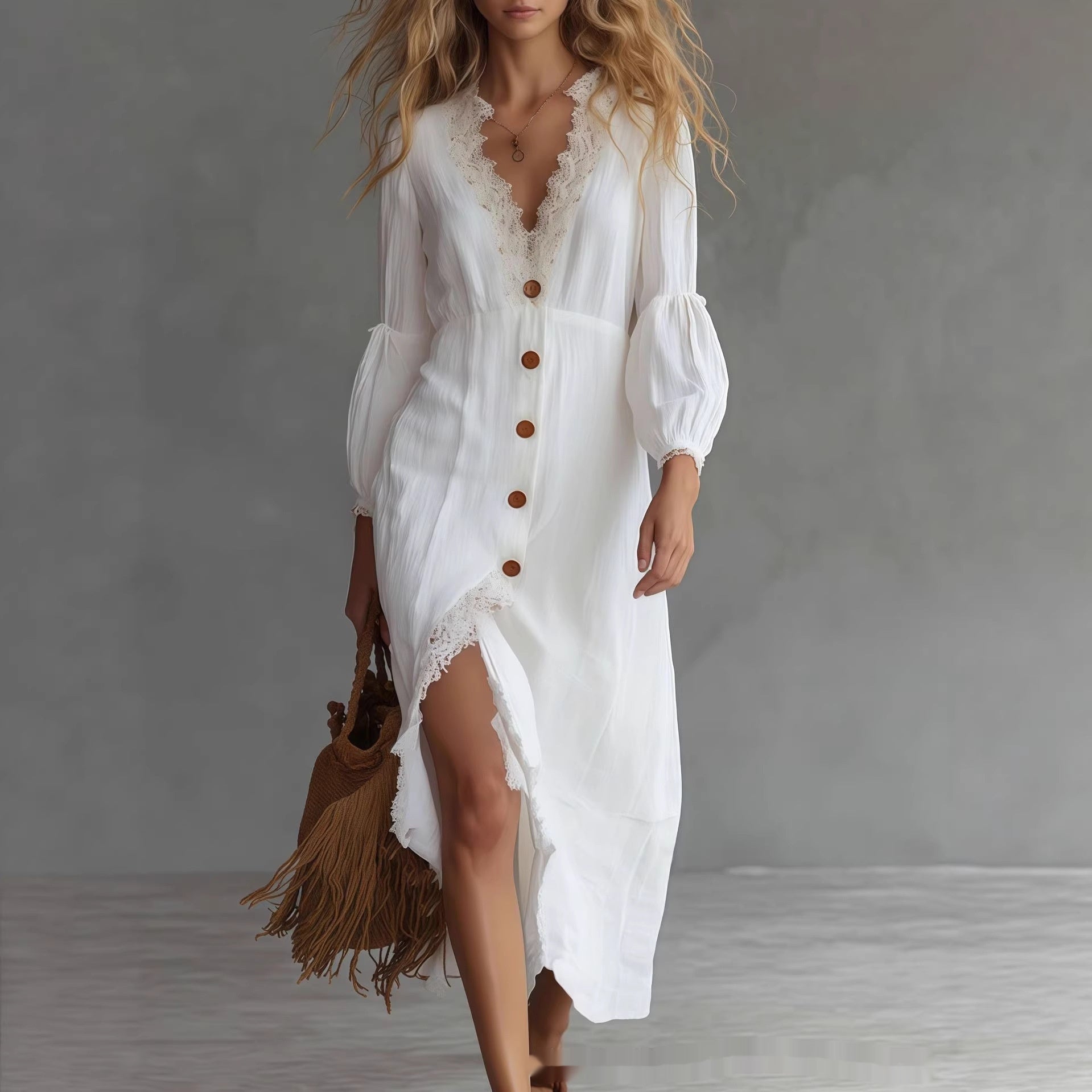 Long-Sleeve Shirt Chic White Dress FitiqueFit