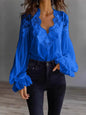 Lace-Panel Puff Sleeve Pleated Ruffle Shirt | Ballet Style FitiqueFit