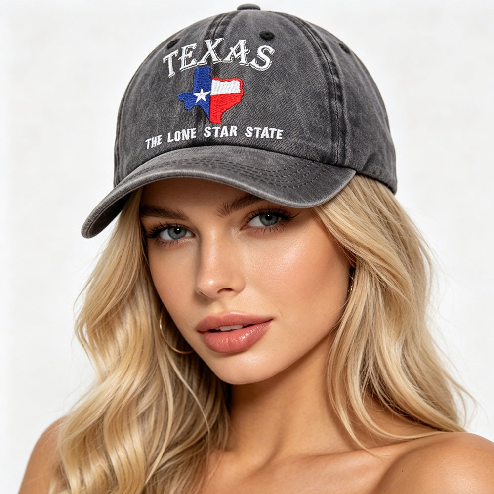 Texas Lone Star Embroidered Vintage Washed Baseball Cap – Adjustable Unisex Hat FitiqueFit