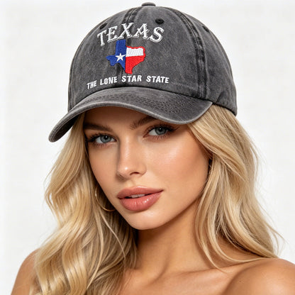 Texas Lone Star Embroidered Vintage Washed Baseball Cap – Adjustable Unisex Hat FitiqueFit