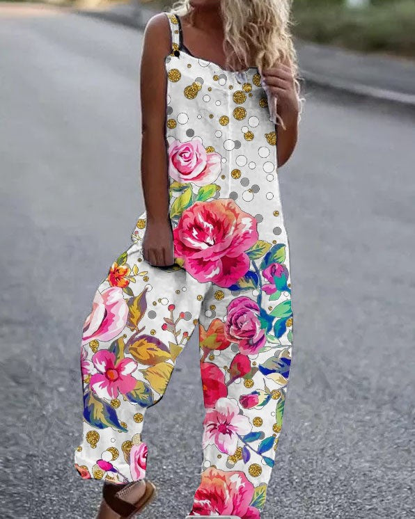 Women's Butterfly Print Overalls – Sleeveless Loose Fit Suspender Pants FitiqueFit