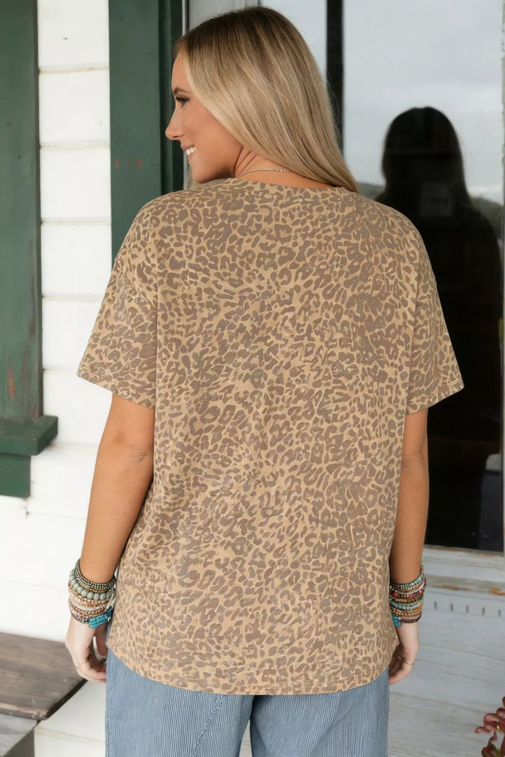 Leopard Print Star Studded Casual T-Shirt New Era Fashion LLc
