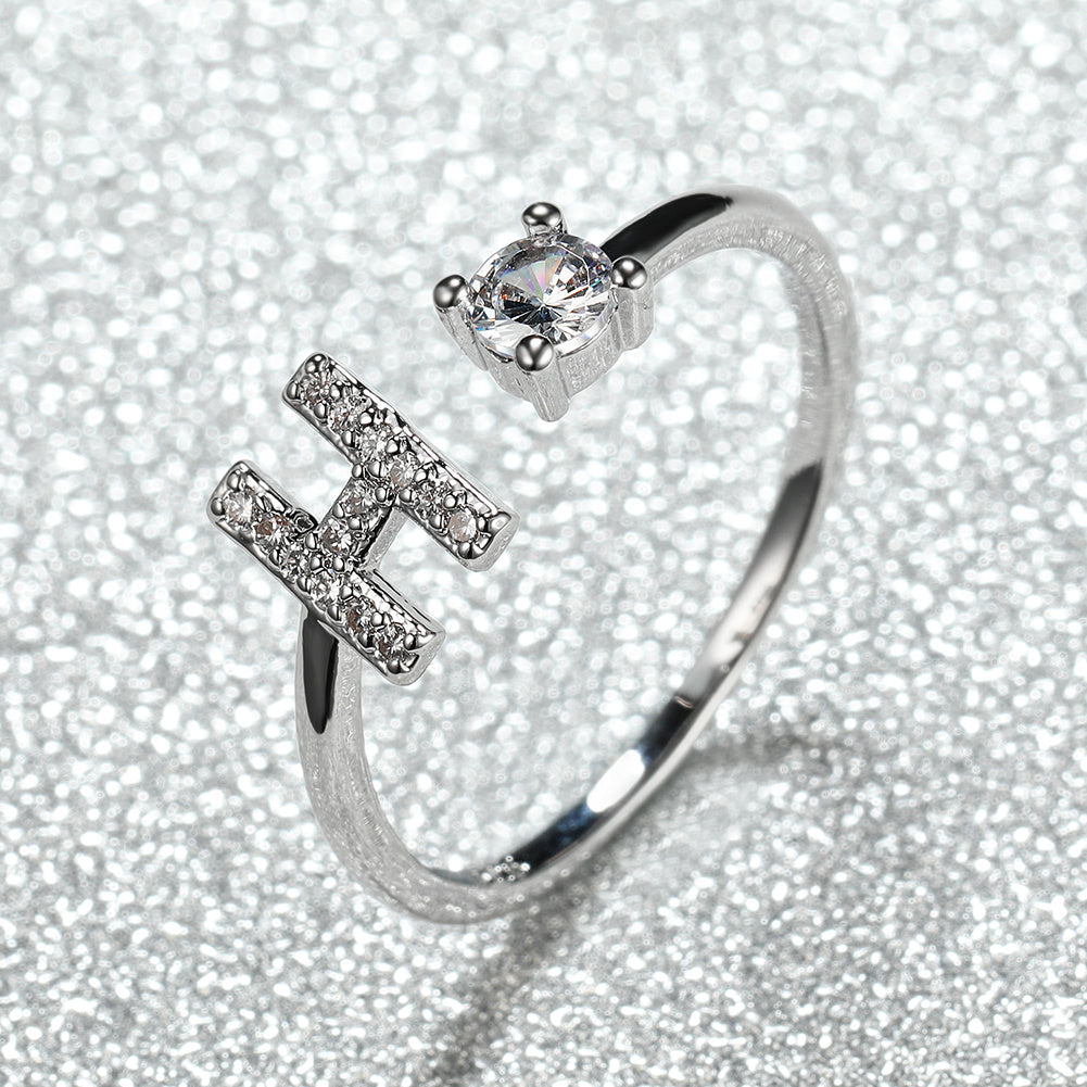 Popular Fashion Silvery AZ Letter Ring Initials Wedding Love Couple Rings Bridesmaid Gift NovaCart