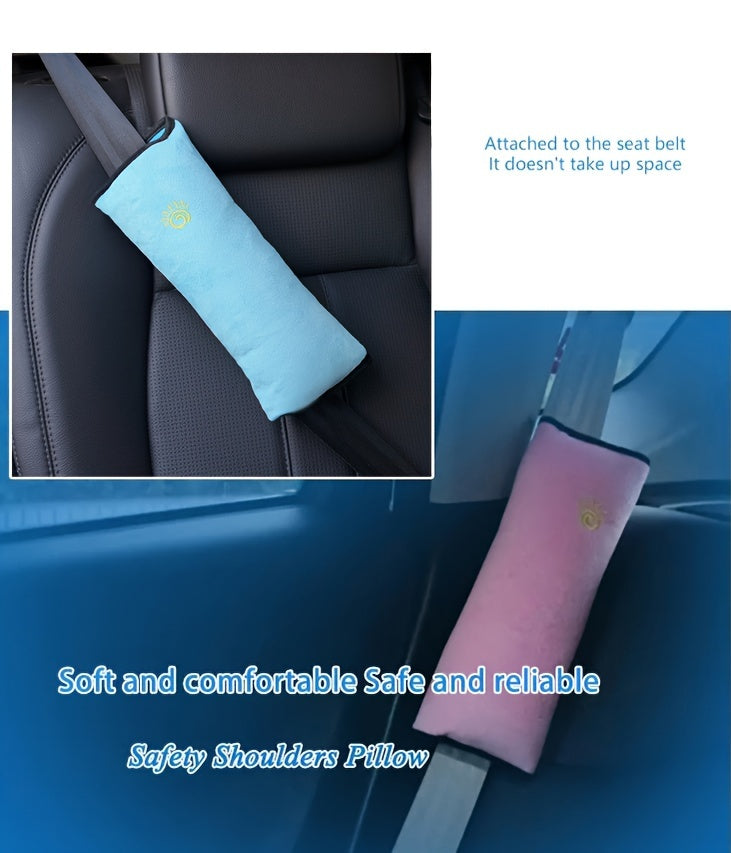 Soft Auto Seat Strap Headrest Neck Support - Car Seat Belt Pillow, Shoulder Pads, Safety Belt Protector Cushion, Comfortable Fabric Material for Enhanced Comfort and Safety, Car Comfort Accessory | Sun Design Pillow | Durable NovaCart
