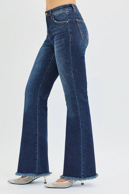 RISEN Full Size Tummy Control Mid Rise Flare Jeans Plus Size West2East Surf