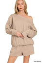 Zenana Fleece Boat Neck Sweatshirt and Shorts Set West2East Surf