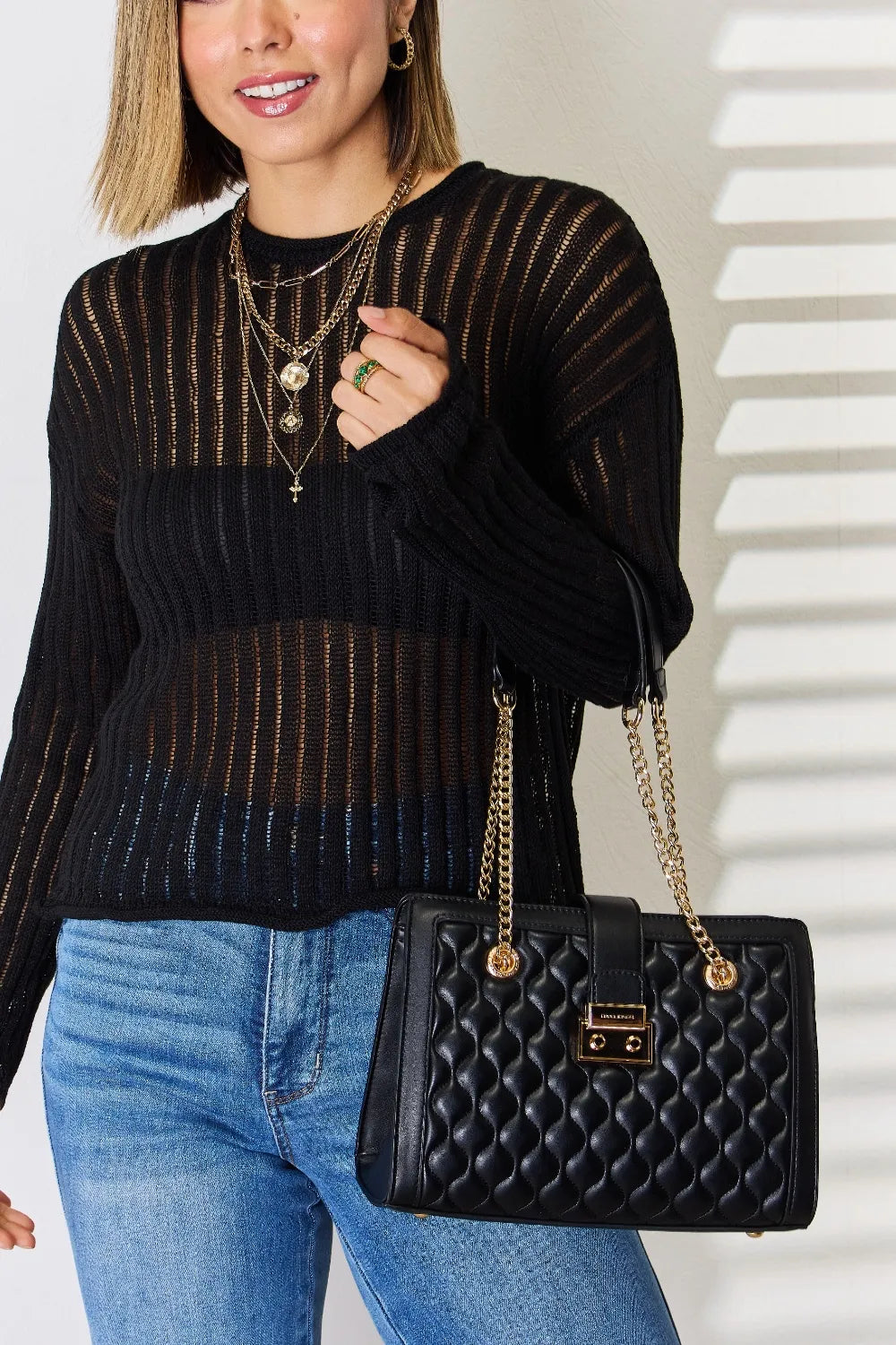 David Jones Quilted PU Leather Handbag New Era Fashion LLc