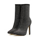 Rhinestone High Heel Boots with Pointed Toe