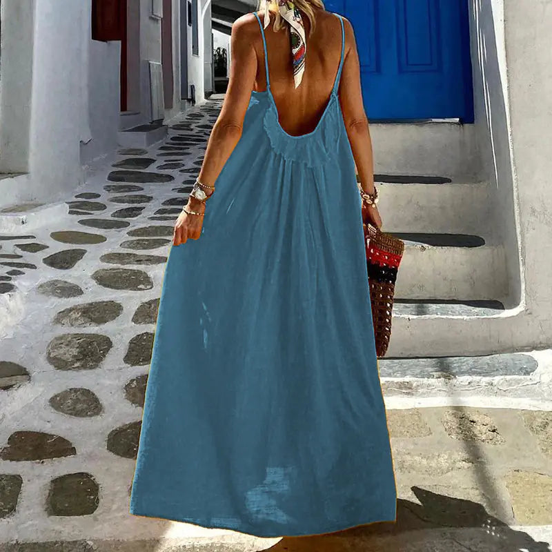 Halter Cotton and Linen Dress for Women