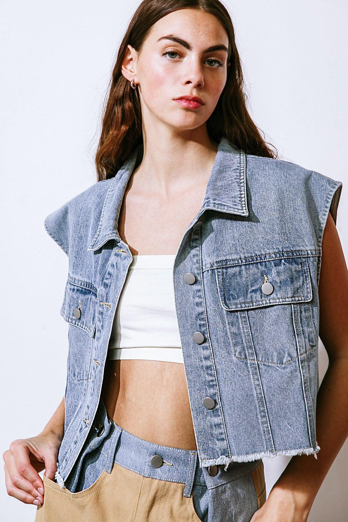 CLAIM TO FAME DENIM VEST Flying Tomato