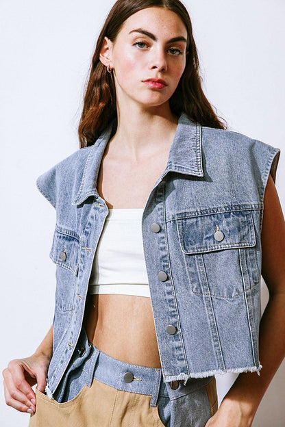 CLAIM TO FAME DENIM VEST Flying Tomato