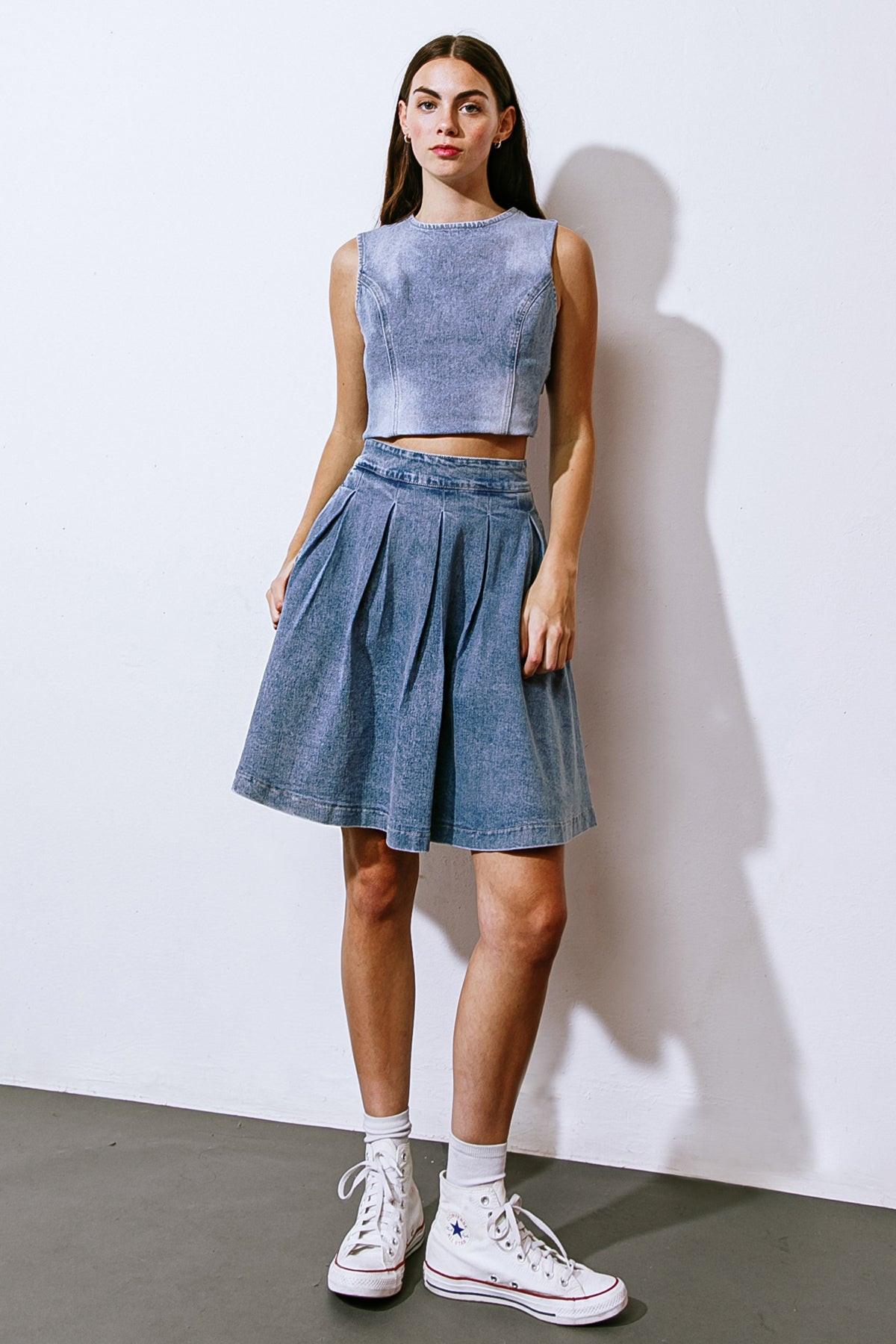 YOUR EYES ON MINE DENIM MINI SKIRT Flying Tomato