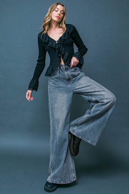 DARING TREND WASHED DENIM PANTS Flying Tomato