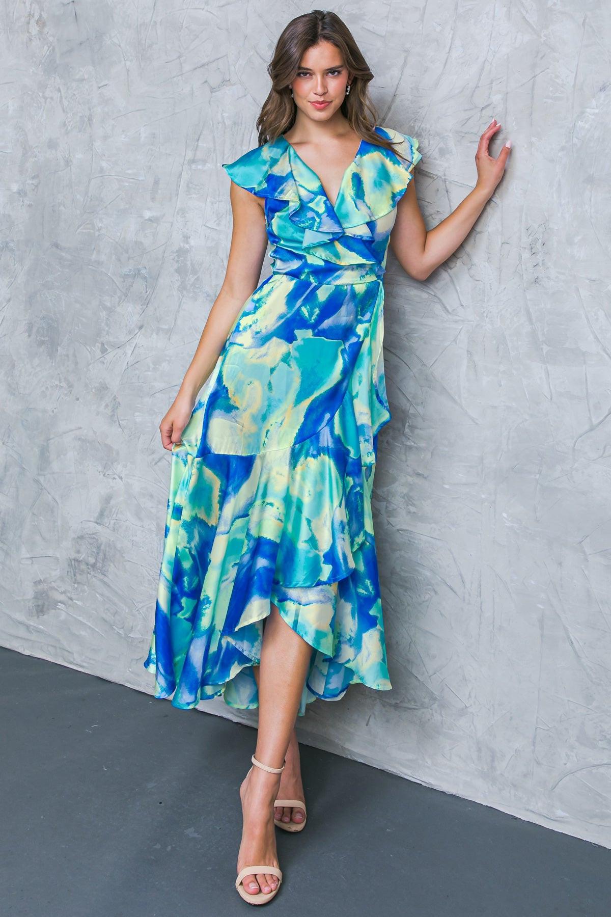 LA BEBE WOVEN SATIN MAXI DRESS Flying Tomato