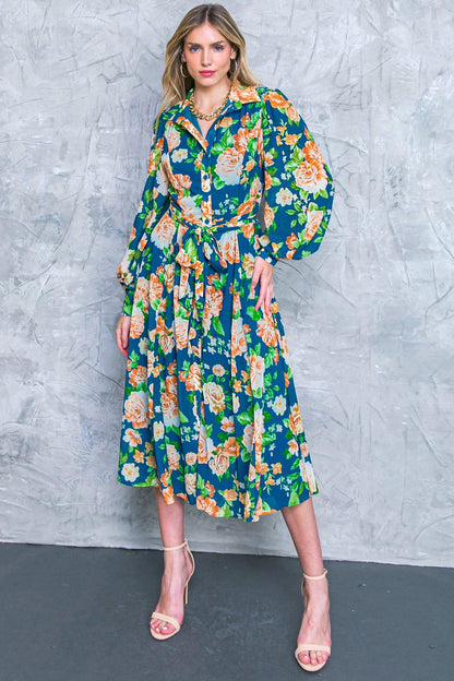 BUBBLY BLISS WOVEN MIDI SHIRT DRESS Flying Tomato