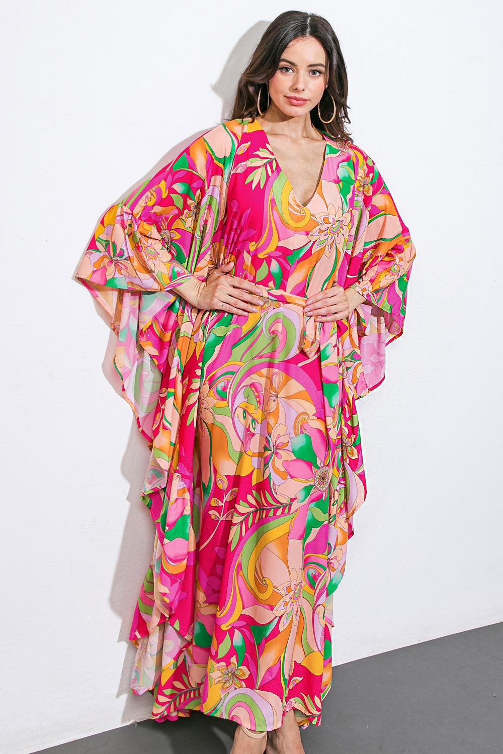 SEASIDE GIRLS WOVEN KAFTAN DRESS Flying Tomato
