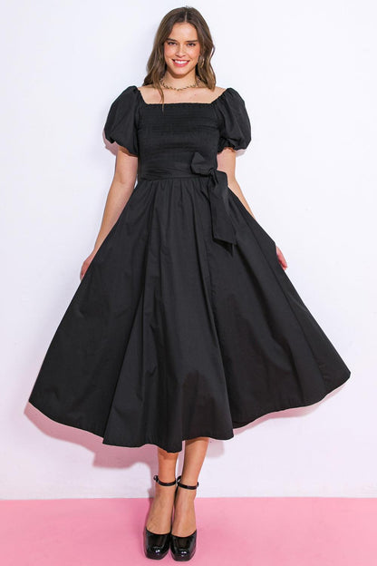 A PEACEFUL PLACE WOVEN MIDI DRESS Flying Tomato