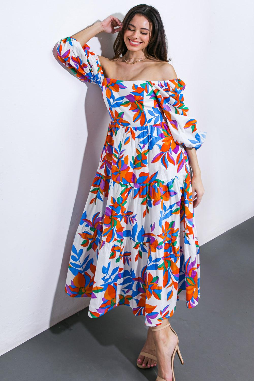 FEELING OPTIMISTIC WOVEN MIDI DRESS Flying Tomato