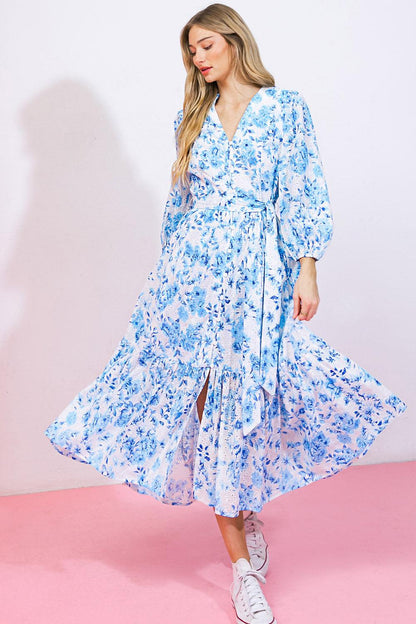 SPECTACULAR MAGIC WOVEN EYELET MIDI DRESS Flying Tomato