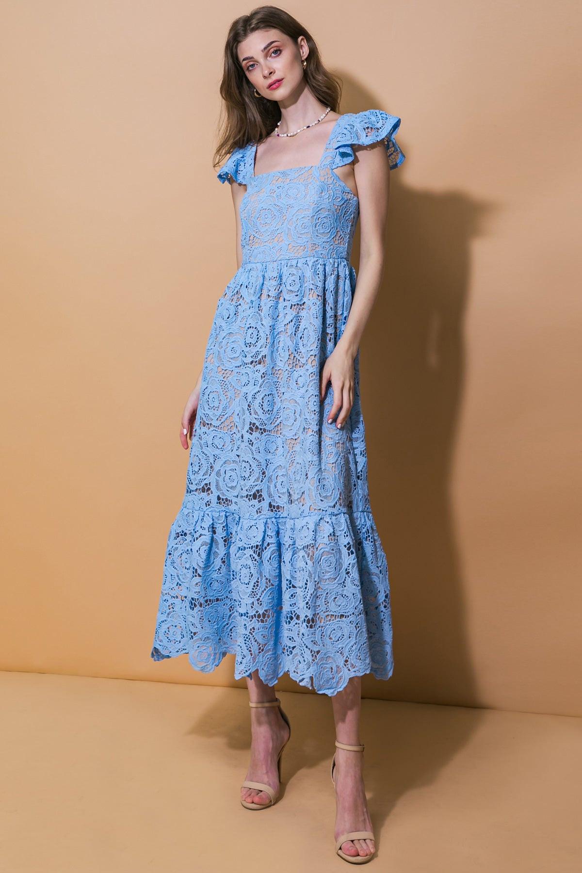 STILL THINKING LACE MIDI DRESS Flying Tomato