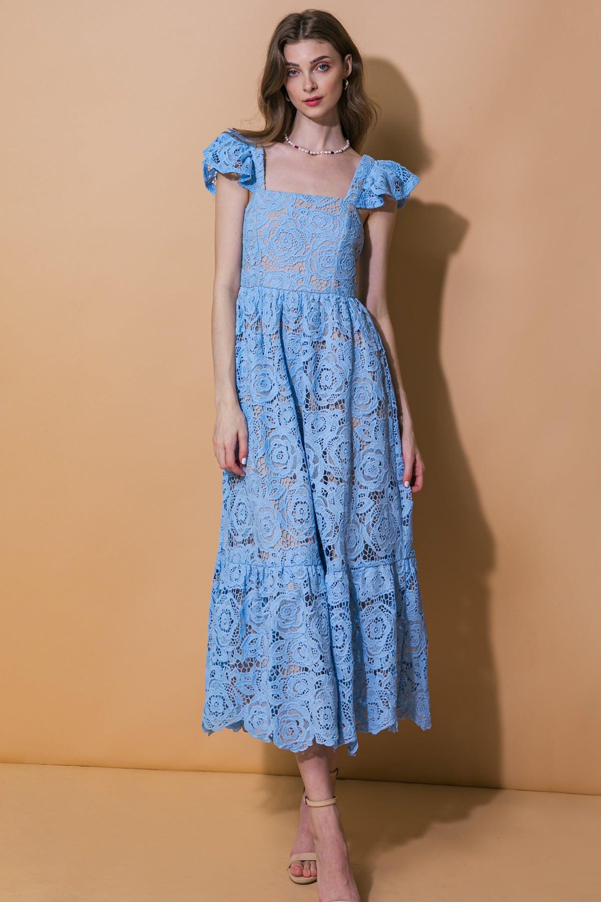STILL THINKING LACE MIDI DRESS Flying Tomato