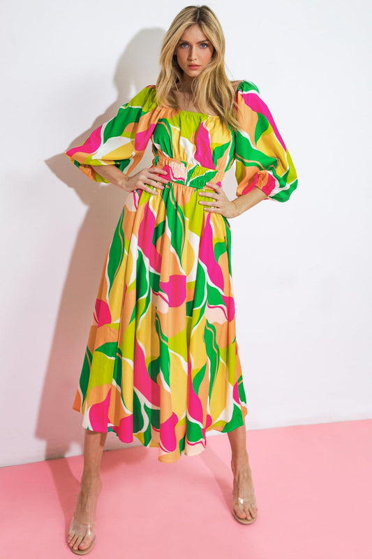 A SECOND THOUGHT WOVEN MIDI DRESS Flying Tomato