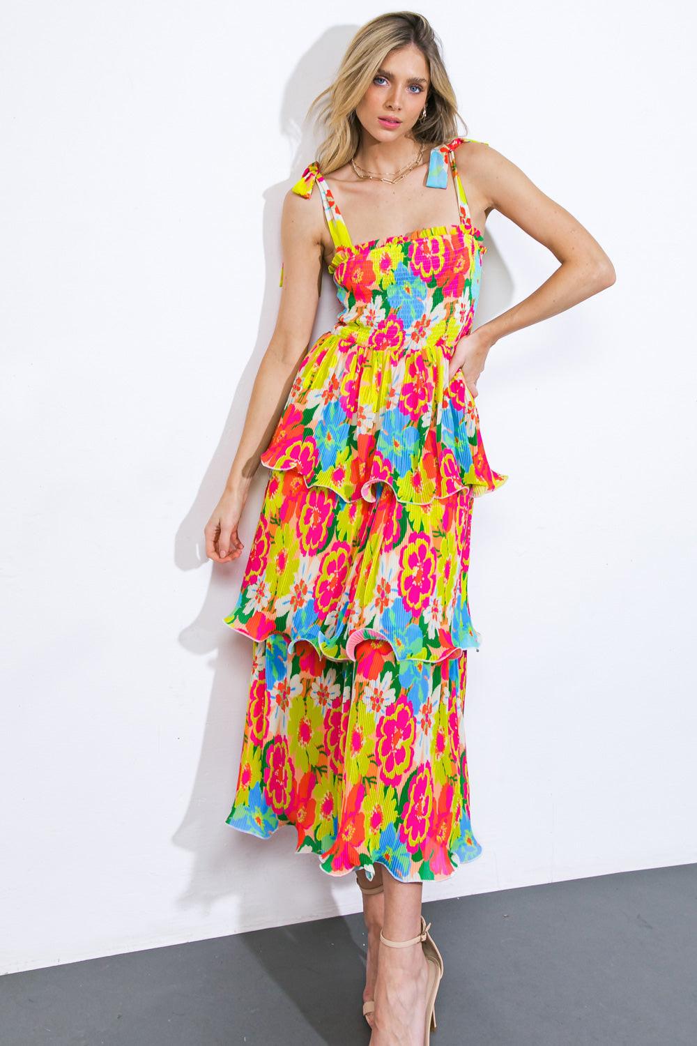 VISIONS FROM THE MEADOW WOVEN MIDI DRESS Flying Tomato